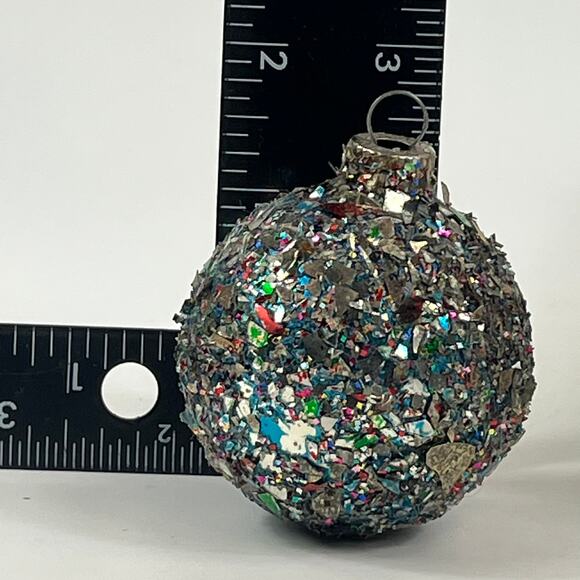 Vtg Decorated Shiny Brite Glitter Shard Glass Ornaments Set of 12 Mixed USA - Picture 13 of 16